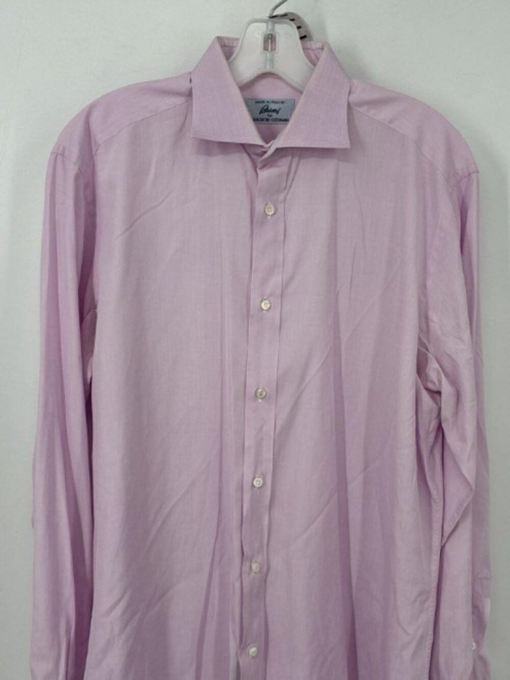 Brioni for Bergdorf Goodman Mens 41 16 Pink Cotton Dress Shirt Made Italy
